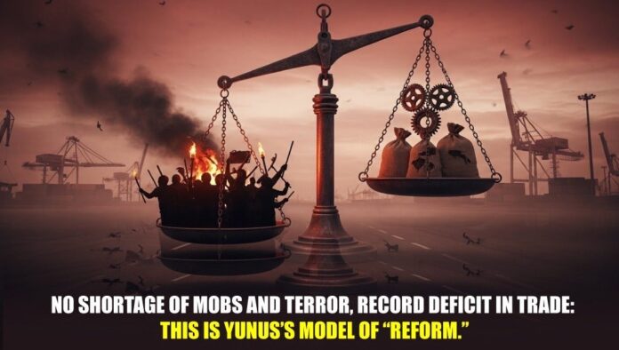 No shortage of mobs and terror, record deficit in trade: this is Yunus’s model of “reform.”