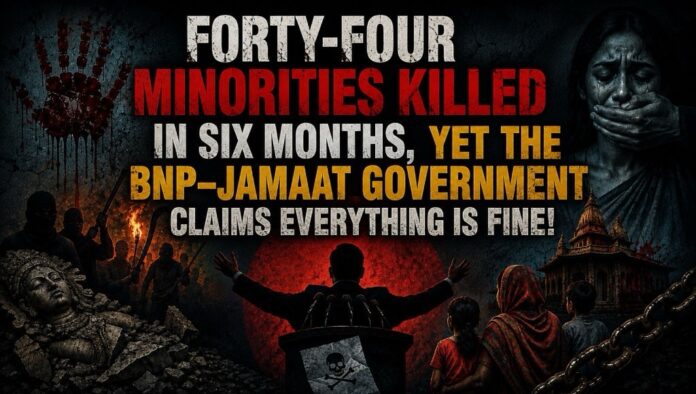 Forty-Four Minorities Killed in Six Months, Yet the BNP–Jamaat Government Claims Everything Is Fine